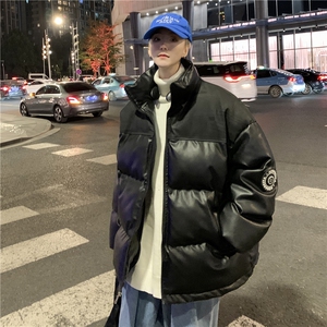 wassup happypu皮棉服男款冬季保暖棉衣oversize潮牌痞帅休闲外套图片