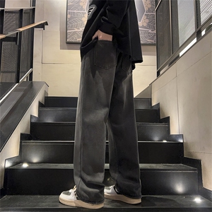 秋冬季垂感阔腿长裤牛仔裤男款美式复古潮牌休闲直筒裤 K7563-P42图片
