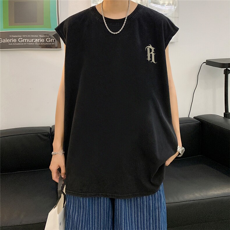 数据超好抖音品240克重磅欧美式潮牌水洗背心无袖t恤BX266-P35,男装T恤,电商A486