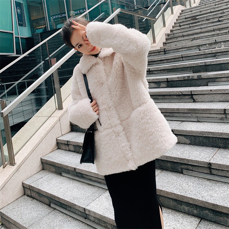 新款现货简风羊羔毛外套浙宝012-M519,女装短外套,金十上