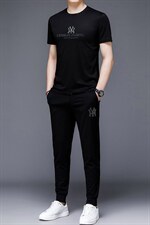 2023年夏款潮流休闲时尚男士运动短袖套装P135，男装休闲套装，电商D223-1