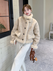 2025现货主推皮毛一体两面穿210-6396-185-K268，女装羊羔毛/颗粒绒，韩蜜菓