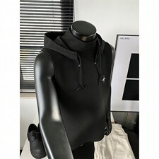 可拆卸帽子背心百搭坎肩短袖T恤痞帅背心黑武士风1016-1T338P43，男装背心/马甲，星座1016-1（原电商B408-1）