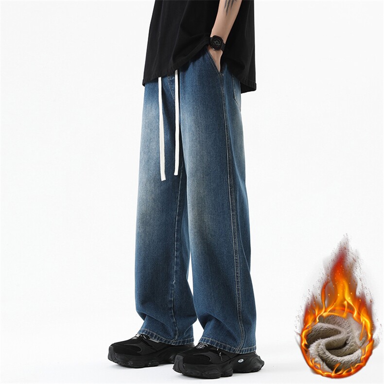 冬季加绒加厚牛仔裤男棉裤秋裤保暖抗寒宽松直筒裤子113-1-P46，男装牛仔裤，星座1006-1
