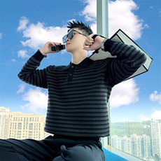AM305/P88控115秋冬季社会小伙拼接撞色复古潮流百搭毛衣男咖首，男装针织衫/毛衣，星座305B-1