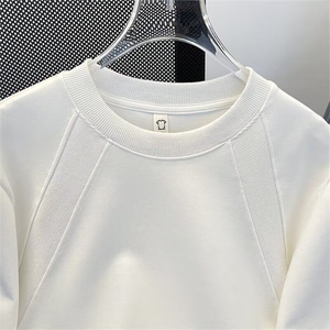 拼接正肩T恤男女夏季重磅cleanfit短袖小领口纯色半截袖-T222图片