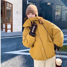 冬季新款黄色拼毛90绒羽绒外套203-9576-P305-K458，女装羽绒服，浙宝203