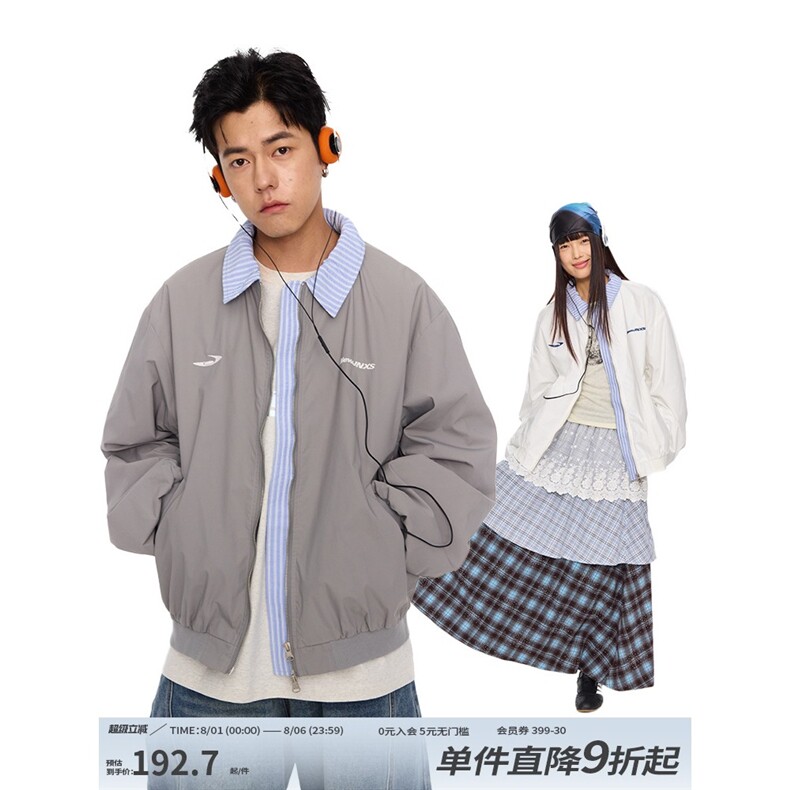 B991-P62美式复古绣花假两件翻领棒球服春季男女夹克外套,男装夹克,电商B323A