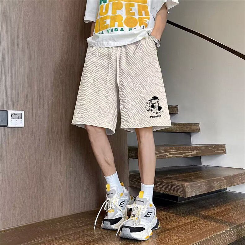 夏季休闲裤大码浮雕字母男生美式潮牌复古运动裤子篮球五分短裤男,男装牛仔裤,星座506A