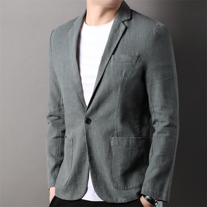 F82300钱塘2020-1春夏新款高品质男装亚麻西服修身男士外套P130