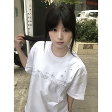 H0769-P35刺绣短袖t恤女夏季新款潮牌宽松上衣，男装T恤，星座617A-2