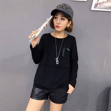 圆领长袖短款唯美气质修身显瘦甜美百搭2021年春季针织衫/毛衣，女装针织衫/毛衣，深水步
