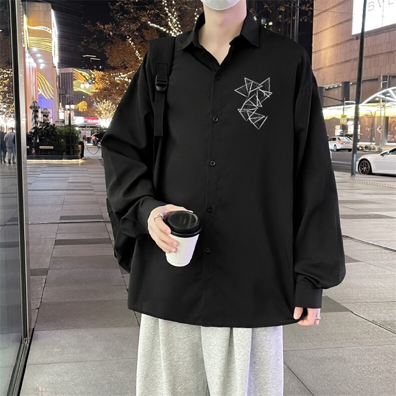 港风ins潮牌休闲衬衫2024春季新款宽松百搭衬衣男 现货W8123-P32图片