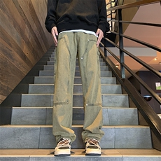 抖音现货稻草黄宽松牛仔裤男GK07-P55限价68，男装牛仔裤，星座310A-1