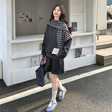 春季卫衣套装两件套卫衣+短裤披肩C111-2602-P170-K278，女装套装/套裙，2C111