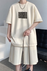 抖音~280g重磅短袖短裤套装男夏季潮牌两件套A418P65，男装牛仔裤，电商A309