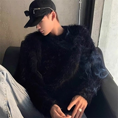 仿貂绒宽松毛衣男女多巴胺色系上衣美拉德打底针织衫V21-P49网图，男装T恤，电商B245