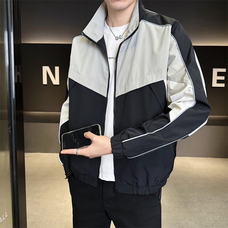 复古撞色拼接立领冲锋衣外套男开衫外套夹克棒球服JK01577-P68,男装夹克,星座308B-2