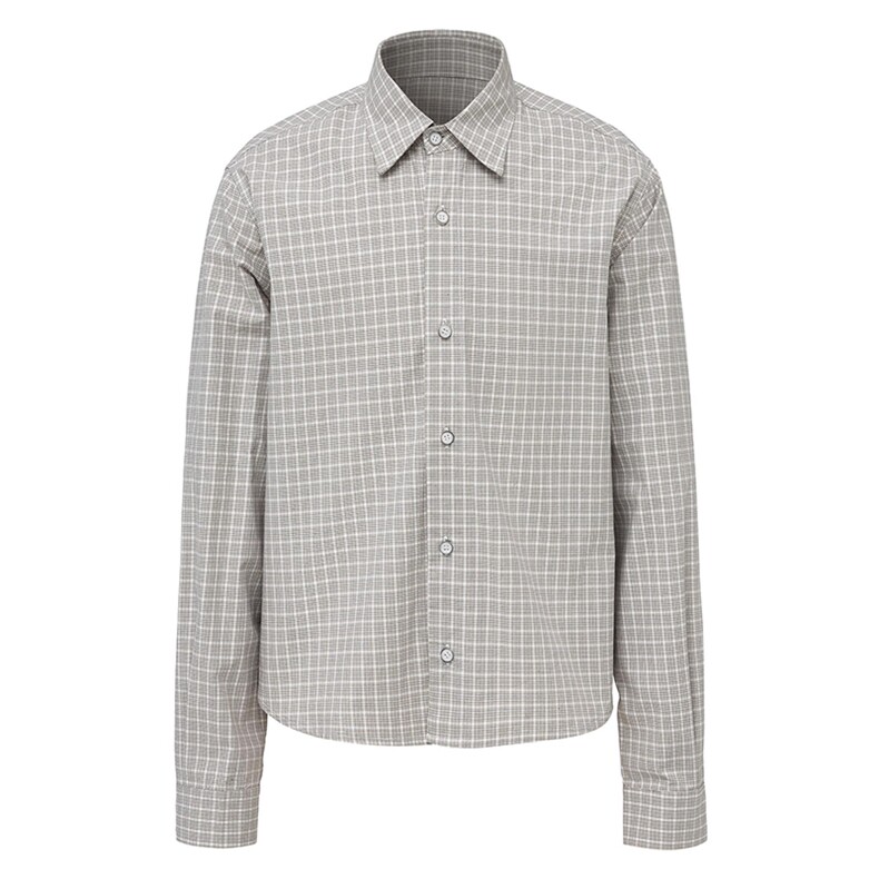 美式潮牌高街复古细格子日系肌理感长袖衬衫外套男女休闲宽松衬衣，男装衬衫，电商A443