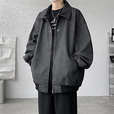 8XL-M美式复古大码皮衣外套男冬加厚棉服夹棉皮袄子棉衣JK006P95，男装皮衣，电商B312