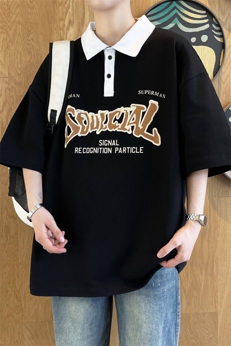 25066-特P40夏季时尚休闲T恤男打底衫港风宽松翻领短袖POLO衫,男装T恤,电商D310B