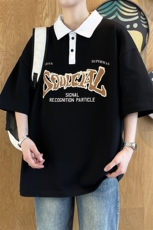 25066-特P40夏季时尚休闲T恤男打底衫港风宽松翻领短袖POLO衫，男装T恤，电商D310B