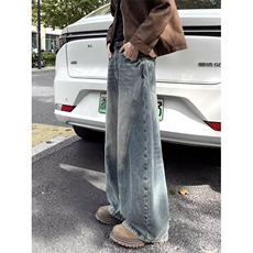 1506/Q22190/P52宽松弯刀牛仔裤男女秋季秋冬美式复古水洗裤子，男装牛仔裤，星座1506
