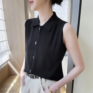 polo领针织背心女装2025新款春秋穿搭宽松叠穿内搭无袖打底衫上衣图片