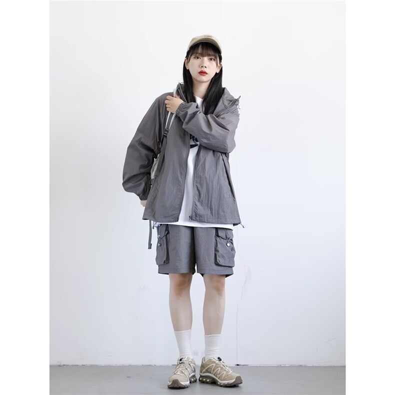 日系户外连帽防晒衣女夏季新款透气防紫外线轻薄反光条防晒服外套,男装防晒衣,星座1210-1