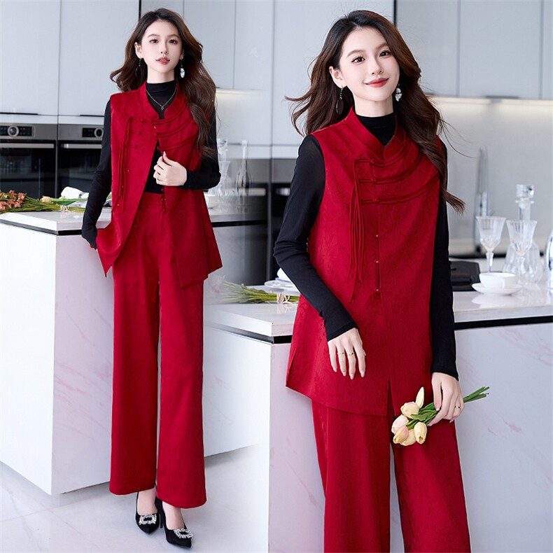 出席重要场合的穿搭裤子套装新中式春季结婚礼服,女装套装/套裙,火爆靓佳人