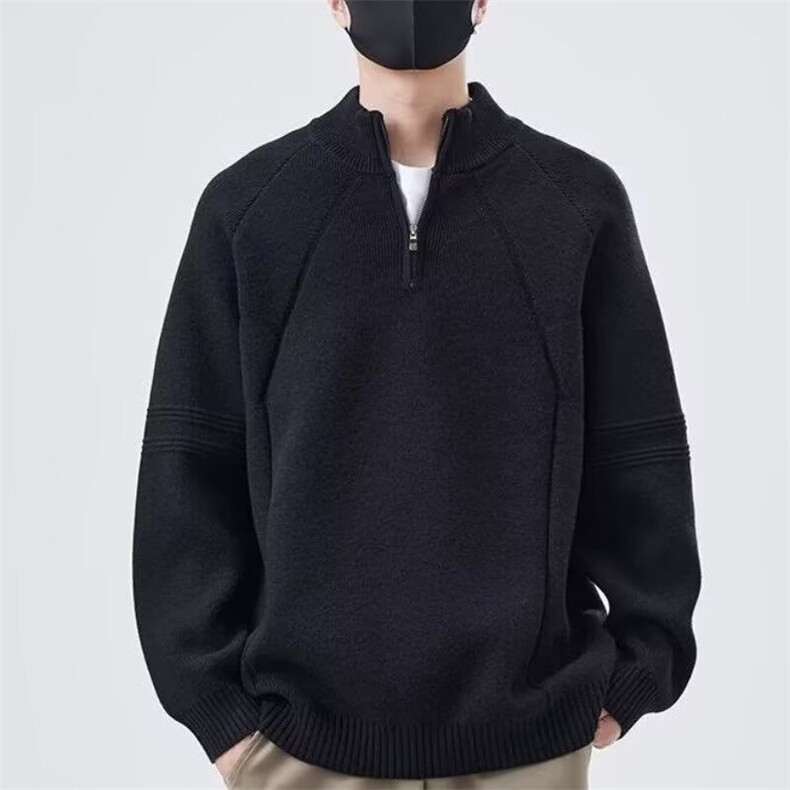 时尚慵懒日系气质ins北极绒半高领拉链毛衣简约百搭新款文艺潮流图片