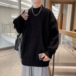 日系麻花长袖毛衣男女款加厚宽松圆领线衣内搭ins潮秋冬季针织衫图片