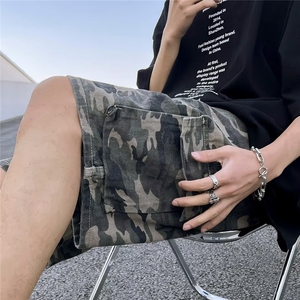 迷彩工装休闲短裤男女美式复古高街潮牌夏季青少年直筒五分裤N887图片