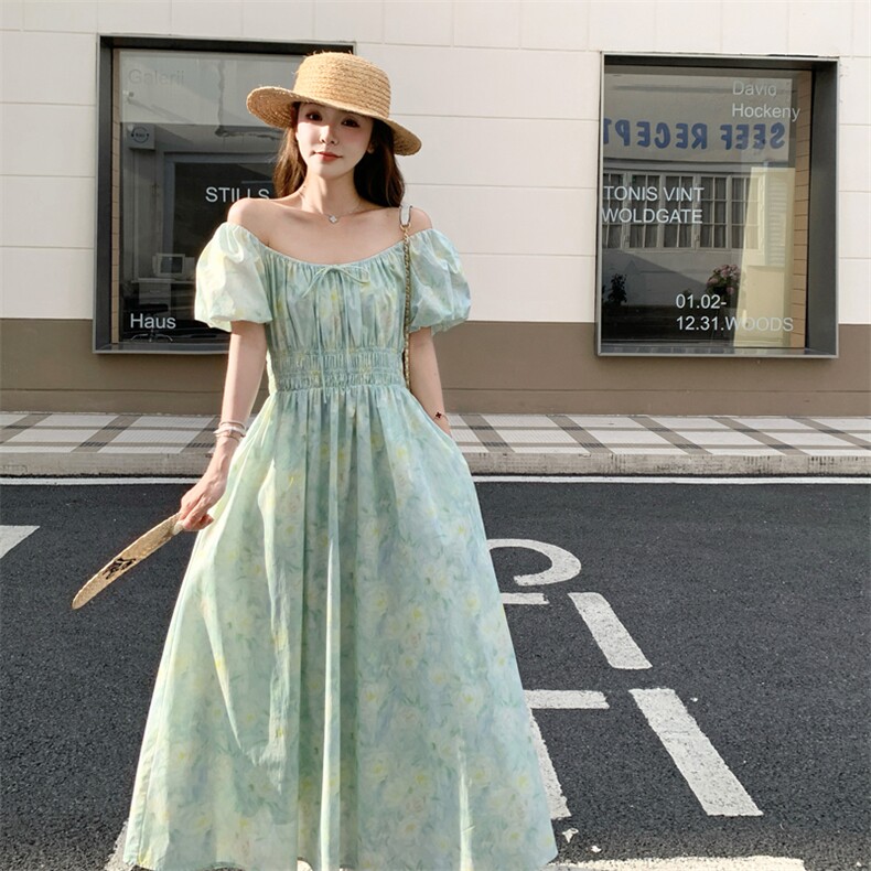 海边度假碎花连衣裙女26年新款夏气质甜美长裙子182-8636P125K188，女装连衣裙，浙宝182A