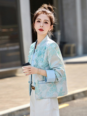 新中式刺绣提花短外套女2026春装新款今年超火小香风上衣，女装短外套，艾仟回(原伊仟回)