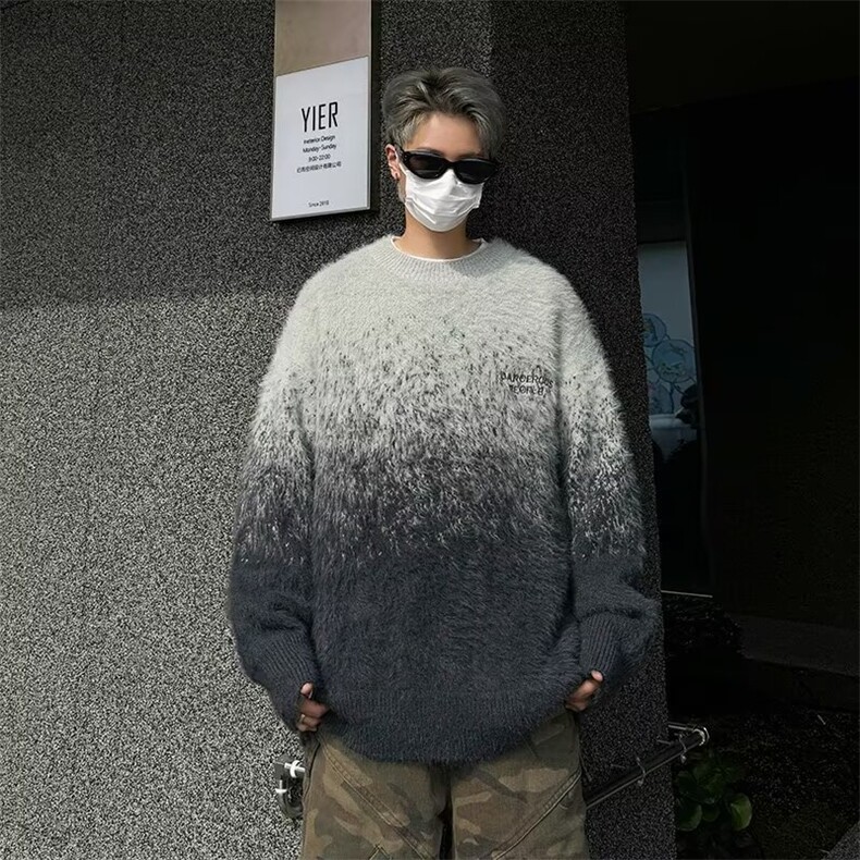 秋冬季新款情侣毛衣仿貂毛圆领渐变软糯毛衫MC109P68,男装针织衫/毛衣,星座1116-2