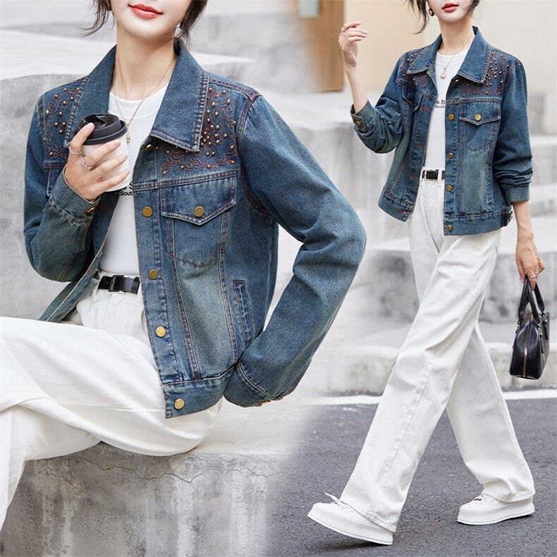 牛仔外套女小个子2025春秋季韩版宽松显瘦休闲气质洋气百搭上衣潮，女装牛仔外套，潮流依族