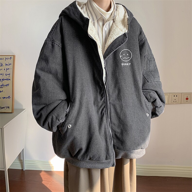 控价158牛仔外套男大码加厚加绒棉衣男羊羔毛棉服男 NM53072-P140图片