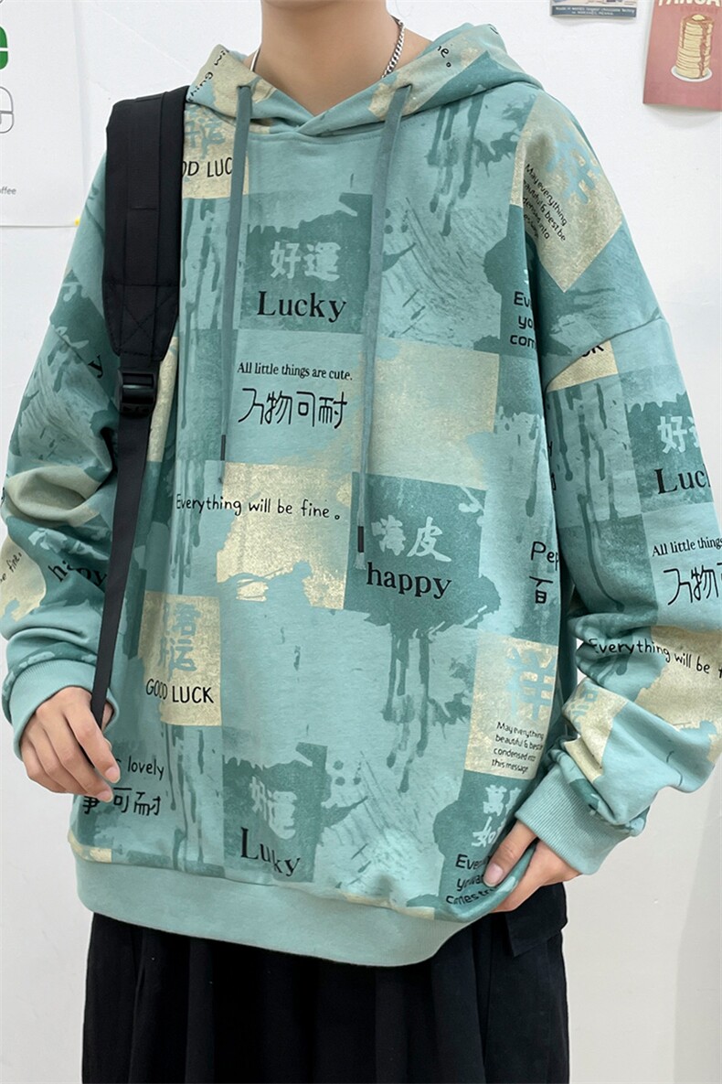 2023秋季新品港风青少年个性印花休闲时尚卫衣男女同款W410-P30,男装卫衣,电商A441-1