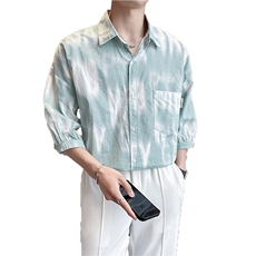 2025夏季新款男士半袖衬衫轻熟七分袖衬衣韩系宽松上衣901C11P58，男装衬衫，星座901