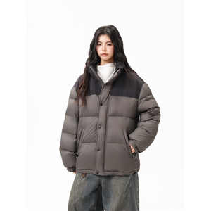 90%绒新标有报告立领撞色韩版宽松羽绒服外套Y988/P350现货