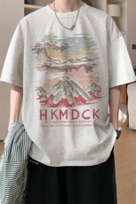 图案已注册夏季重磅情侣短袖T恤男潮宽松休闲半袖体恤衫D093/P25，男装T恤，电商B209