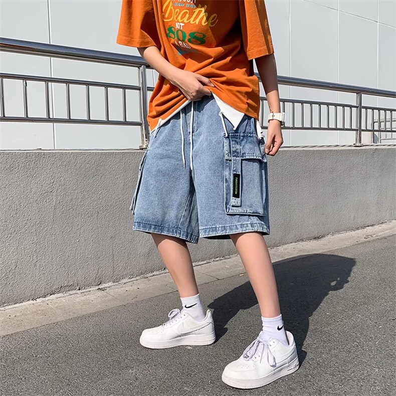 高街牛仔短裤夏季潮牌ins百搭直筒宽松五分裤N2031P40,男装牛仔裤,星座1116-2
