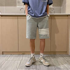 四条杠条纹大码短裤男夏季薄款运动潮牌港风休闲宽松五分过膝卫裤，男装牛仔裤，电商A009A（原A058A）