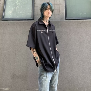 标准百搭潮夏季潮流日常男青春流行文艺五分袖衬衫CG12-P35图片