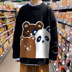 1港风新款宽松休闲中性情侣潮流印花毛衣男外套7775P55加绒P70，男装针织衫/毛衣，星座226-2