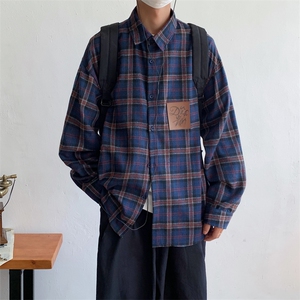 美式oversize宽松格子衬衫外套男休闲寸衫复古长袖衬衣MC18-P33图片