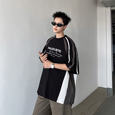 LR0286-P30美式潮牌2025新款短袖t恤男美式高街痞帅条纹半袖T恤，男装T恤，电商C233