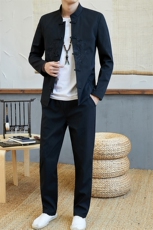 秋季风套装男青年春长袖外套休闲两件套中山装唐装TZ718-P95，男装套装，星座1206（原A206）