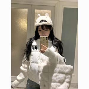 1506A/G78230/P94新款慵懒少女感拼接立领拉链棉服图片